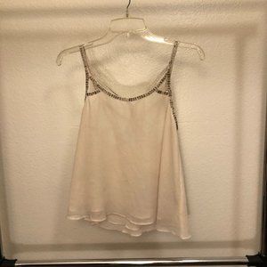 Beige Open-back Sleeveless Tank Top Small